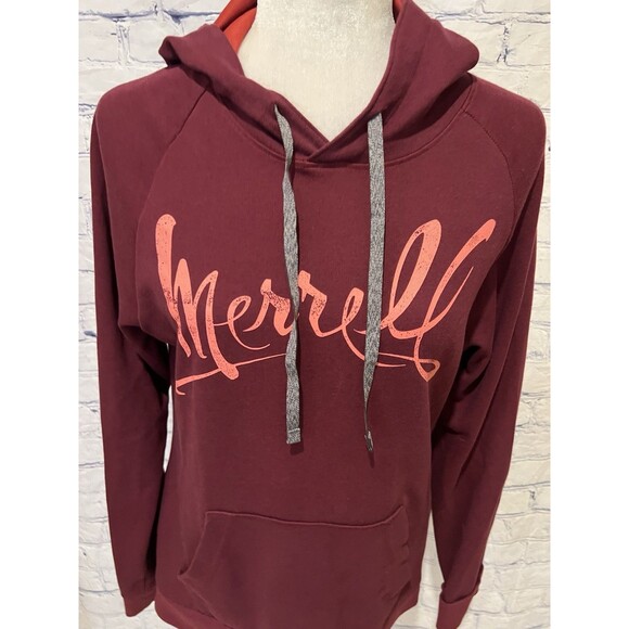 Merrell Hoodie Burgundy Logo Pullover Top Shirt Women’s Large - Picture 3 of 10